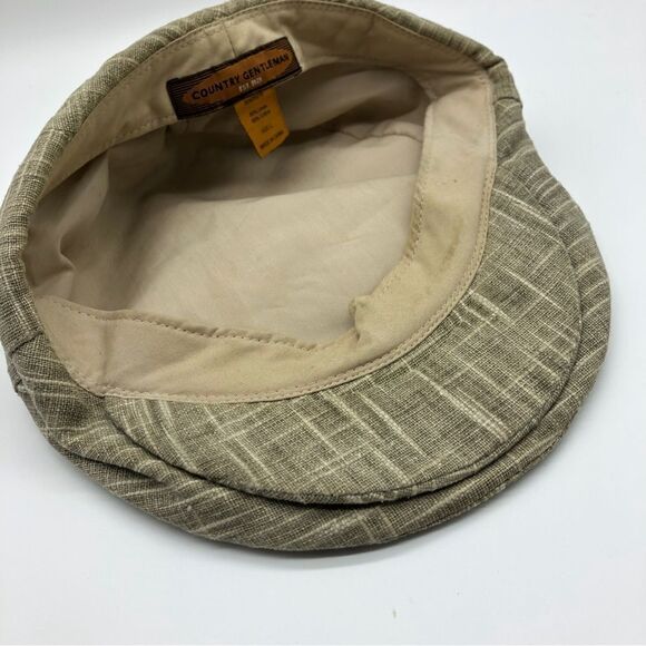 Country Gentleman Flat Top Duckbill Pub Cap Linen Blend Size Large Beige - Picture 4 of 6